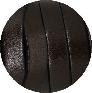 Cordon de cuir plat 10mm de couleur marron fonce-5 metres