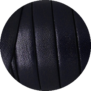 Cordon de cuir plat 10mm de couleur bleu tres fonce-5 metres