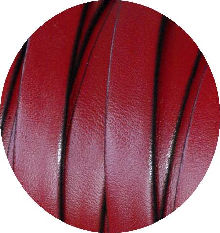 Cordon de cuir plat 10mm couleur rouge-5 metres