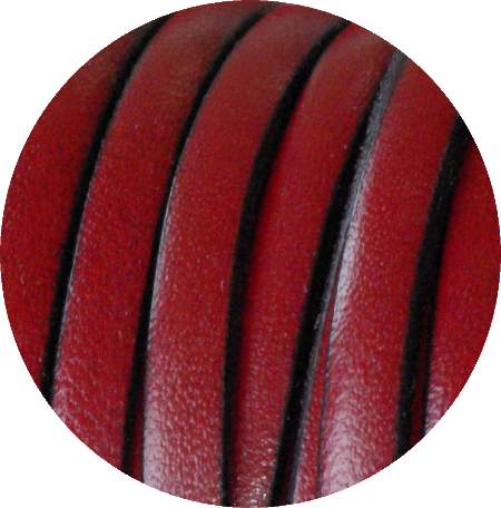 Cordon de cuir plat 5mm rouge-5 metres